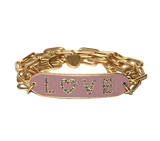 Marlyn Schiff Enamel LOVE Link Wrap Bracelet