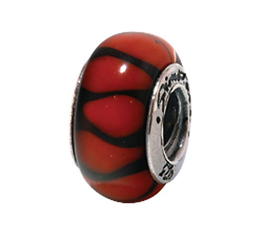 Prerogatives Sterling Red/Black Stripe Glass Bead