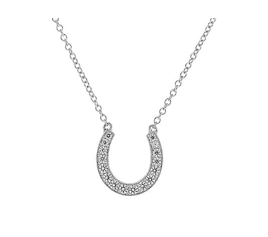 Diamonique Horseshoe Necklace, Platinum Clad