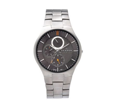 Skagen Denmark Men's Titanium Watch w/ Gray Multifunction Dia - QVC.com