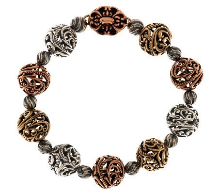 Carolyn Pollack Mixed Metal Signature Bead Bracelet with Magnetic