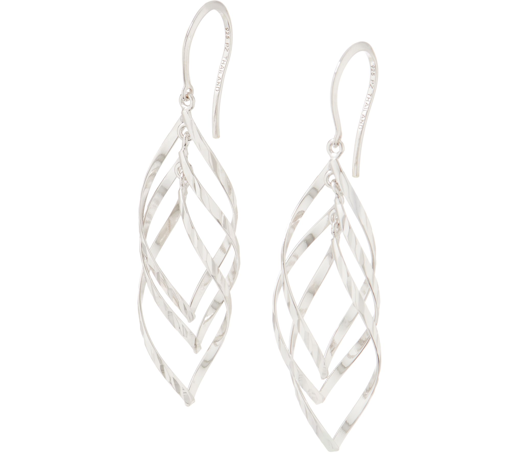 Sterling Silver Twisted Polished Drop Earrings by Silver Style - QVC.com