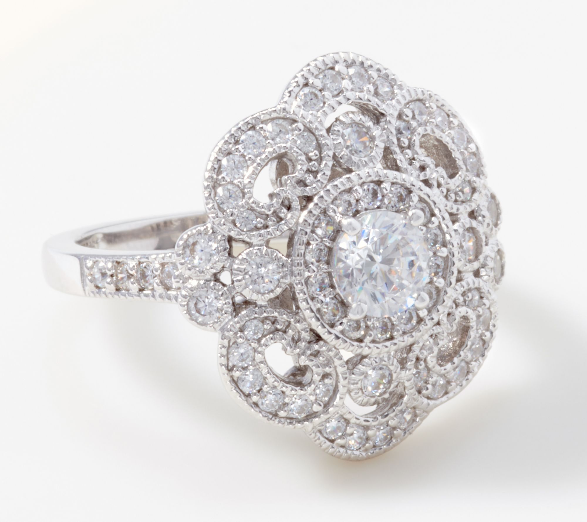 Diamonique Royal Collection Vintage-Style Ring, Sterling - QVC.com