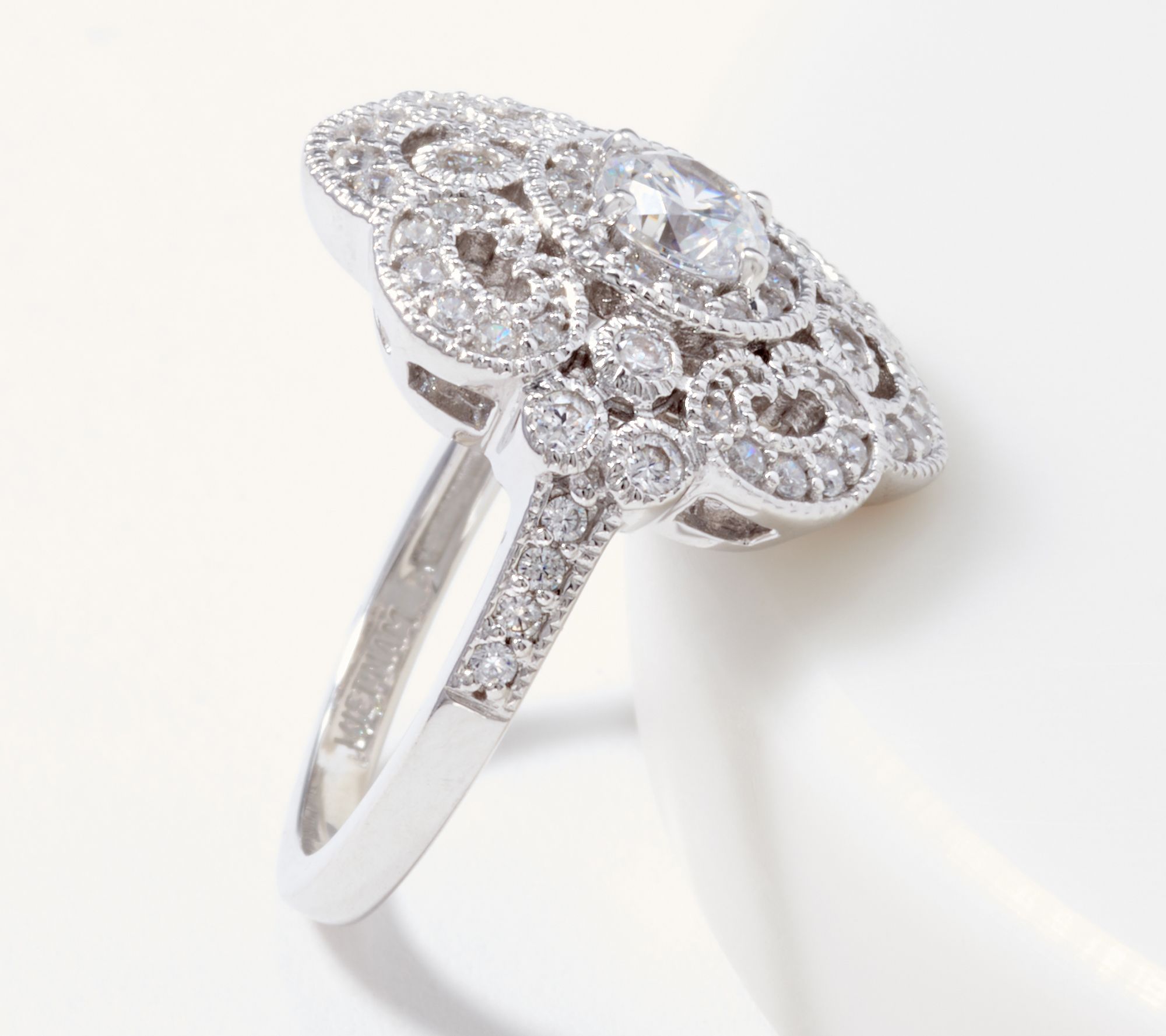 Diamonique Royal Collection Vintage-Style Ring, Sterling - QVC.com