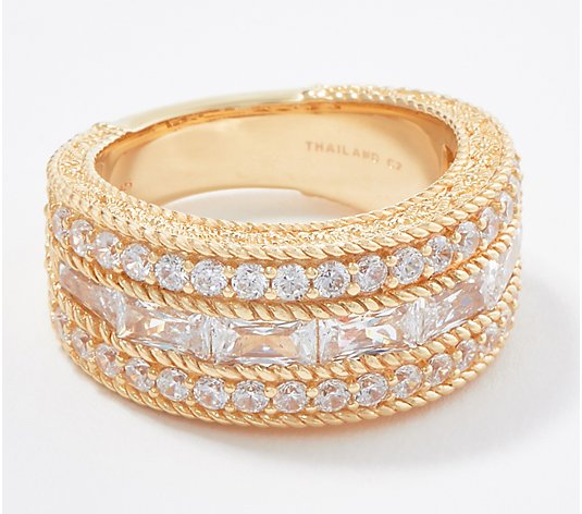 Judith Ripka Sterling or 14K Gold Clad Diamonique Band Ring