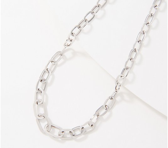 Sterling Silver Graduated Paperclip Chain 20" Necklace, By Silver Style