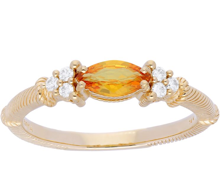 Judith Classic 14K Gold Gemstone Diamond Ring - QVC.com