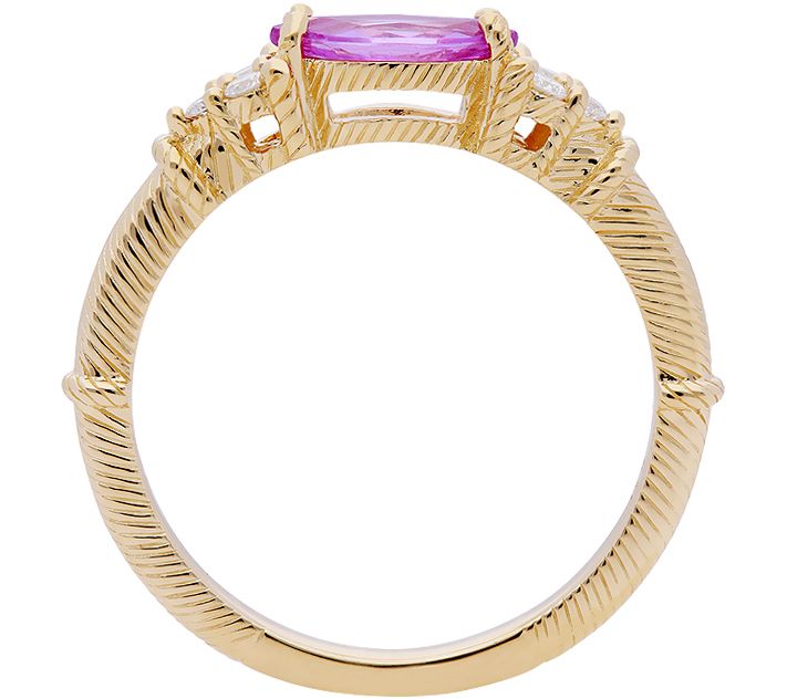 Judith Classic 14K Gold Gemstone Diamond Ring - QVC.com