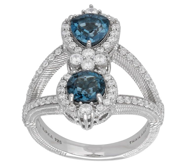 Judith Ripka Sterling Blue Topaz and Diamonique Ring - QVC.com
