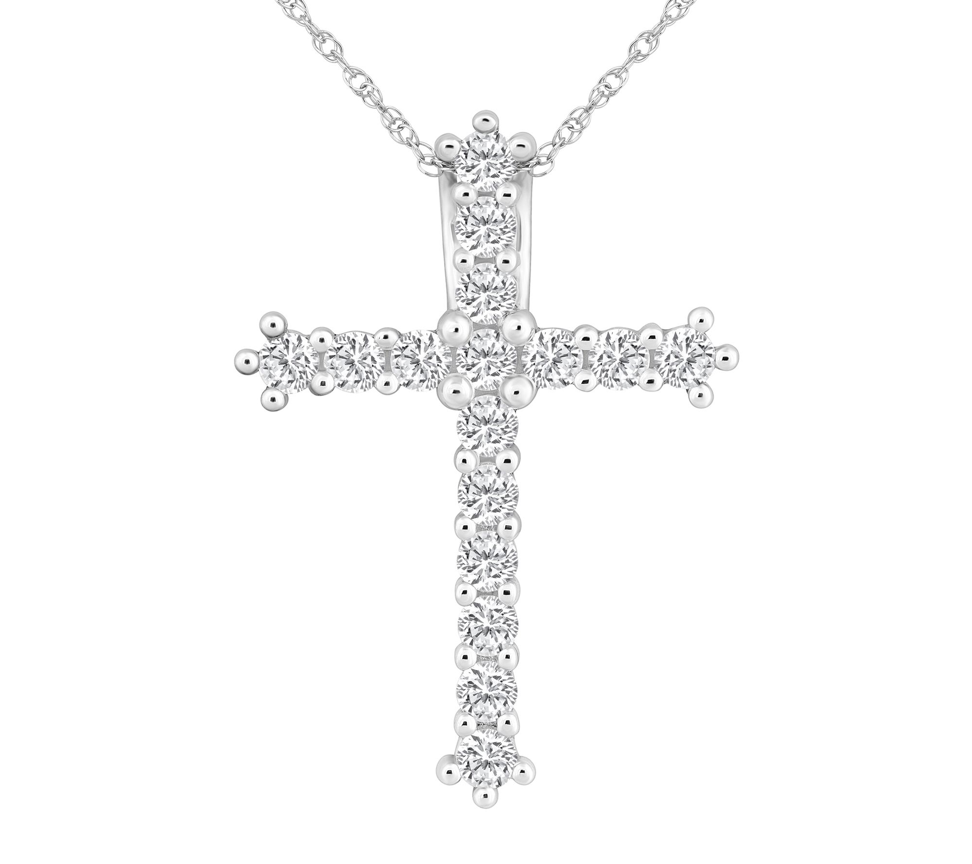Affinity 2.00 cttw Diamond Cross Pendant w/ Cha in, 14K Gold