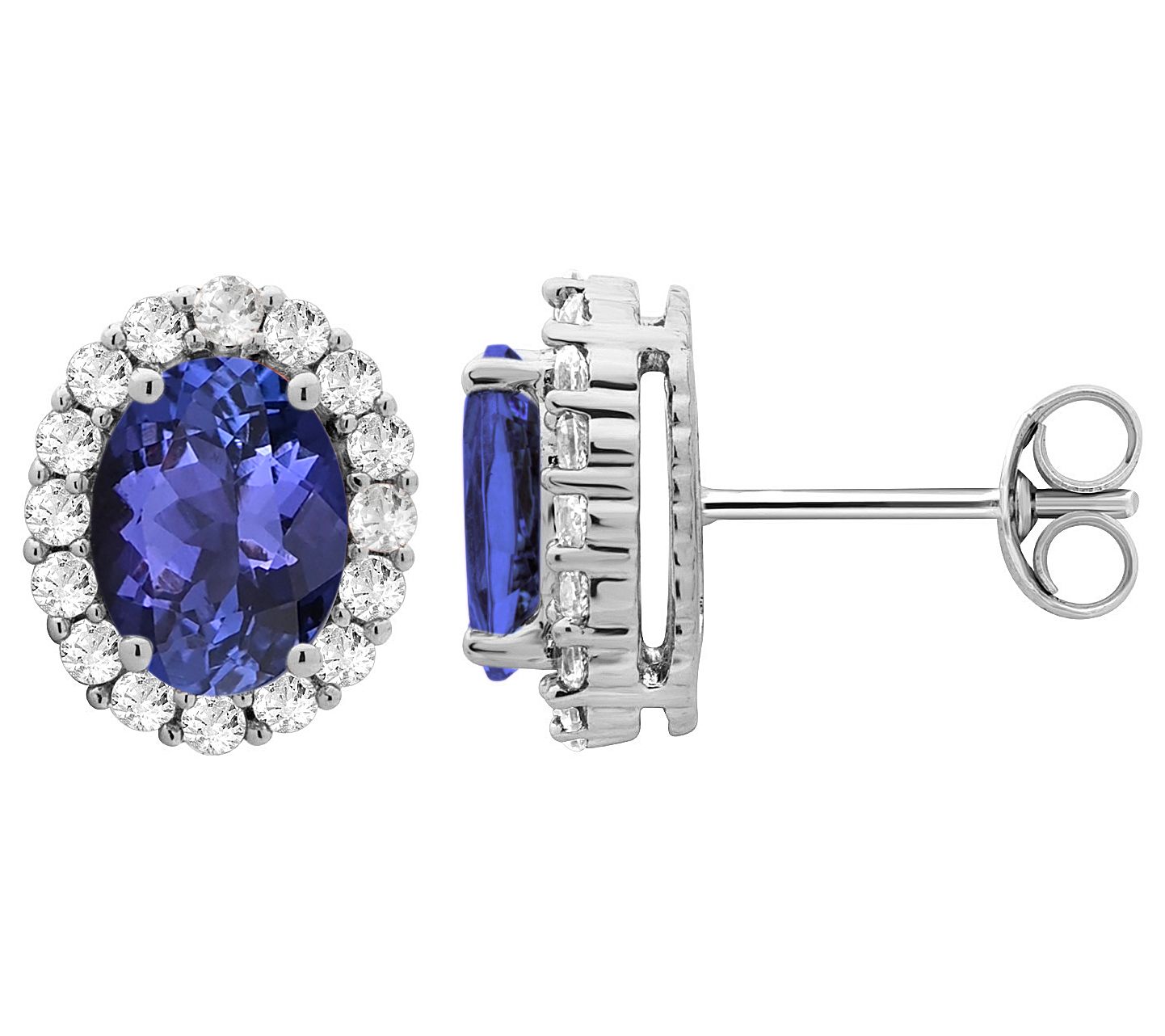 Affinity Diamond & Tanzanite Stud Earrings, 14 K White Gold