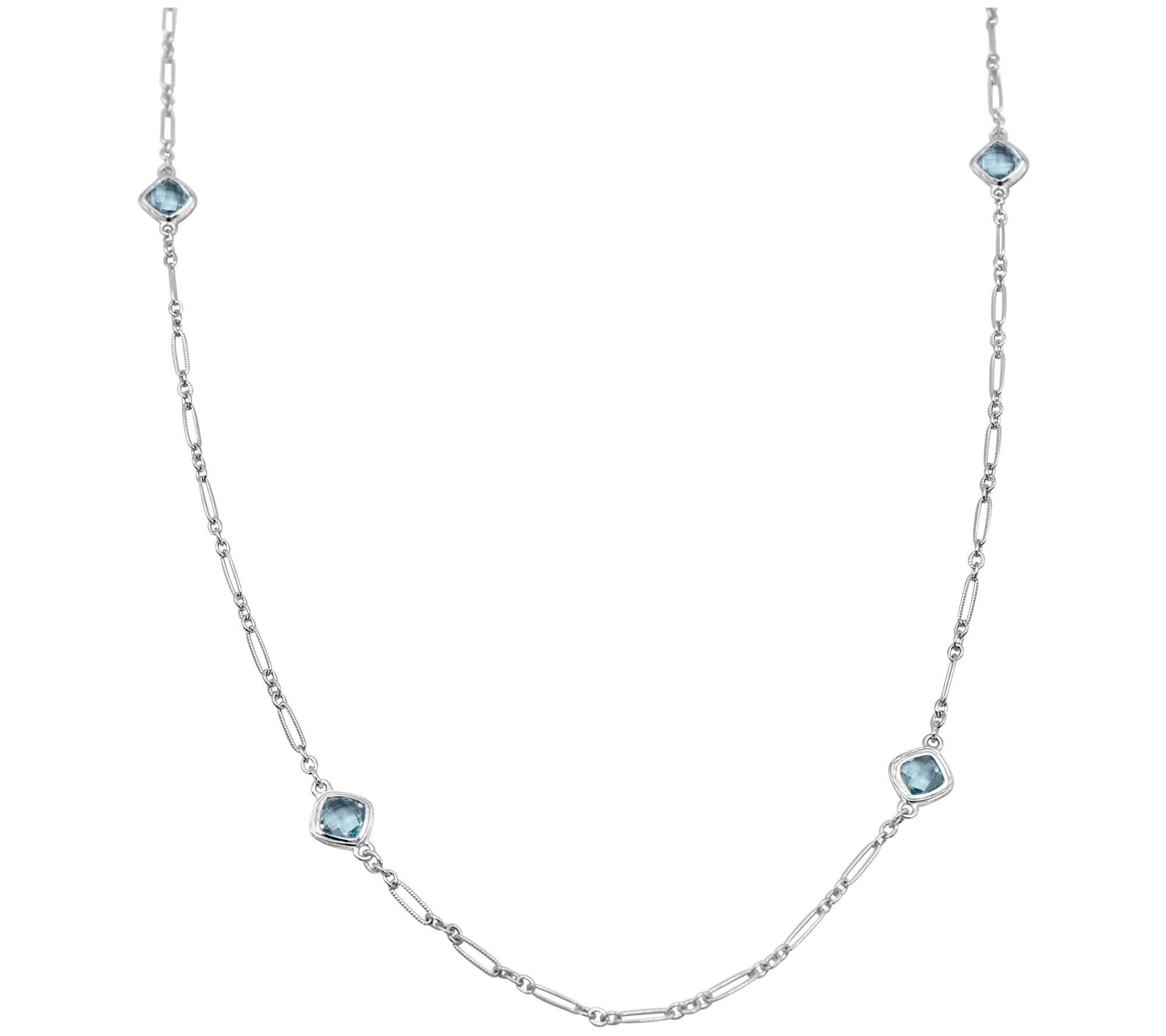 Ariva Sterling Silver Gemstone Station Necklace