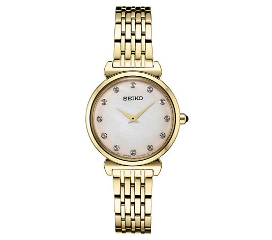 Seiko Women's Goldtone Mother-Of-Pearl Dial Watch w/ Crystals