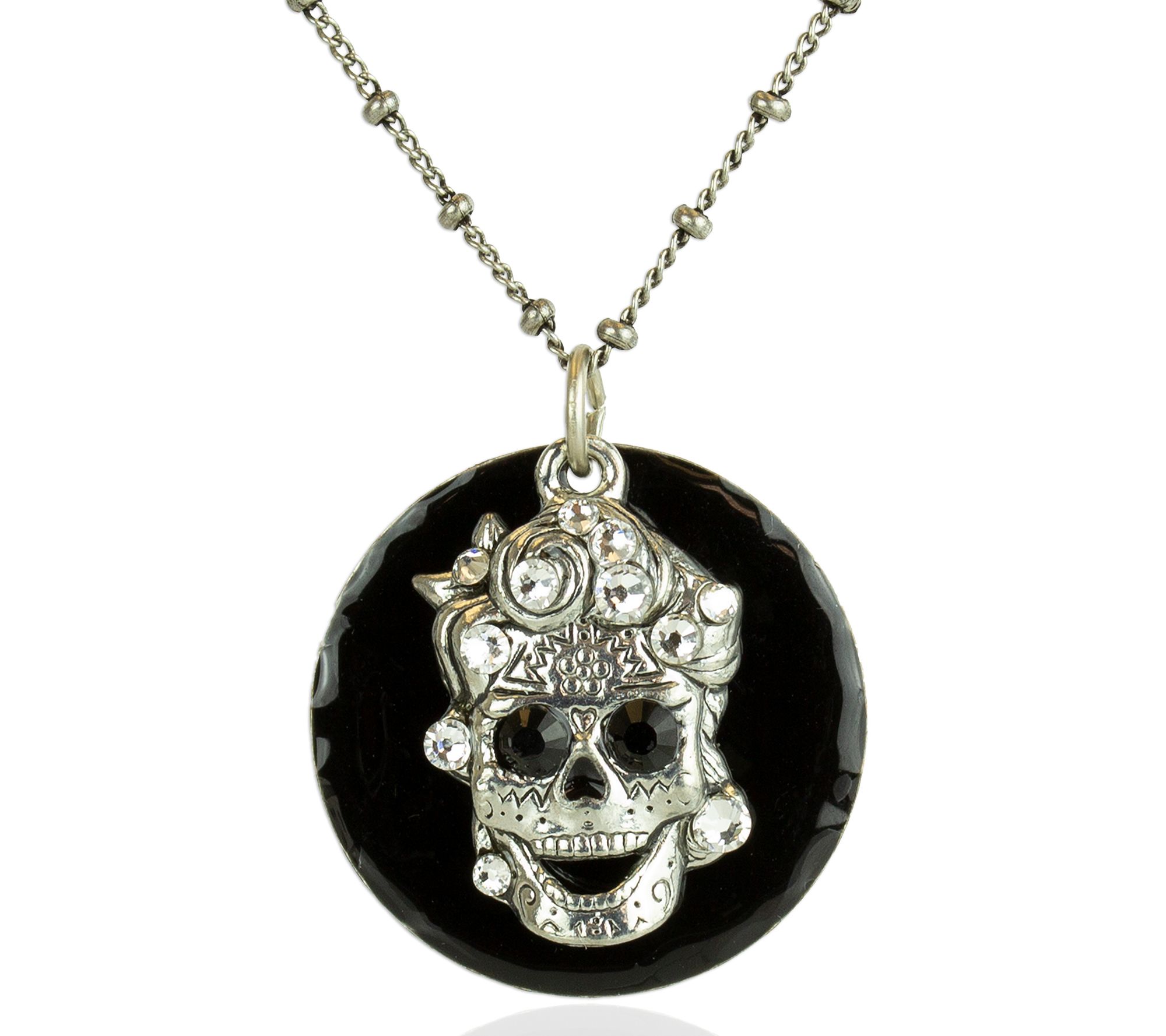Anne Koplik Crystal Skull Pendant w/ Chain