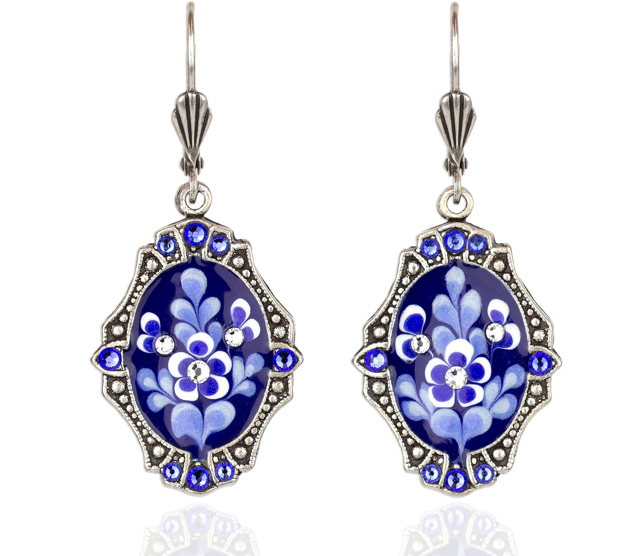Anne Koplik Blue & White Crystal Dangle Earring