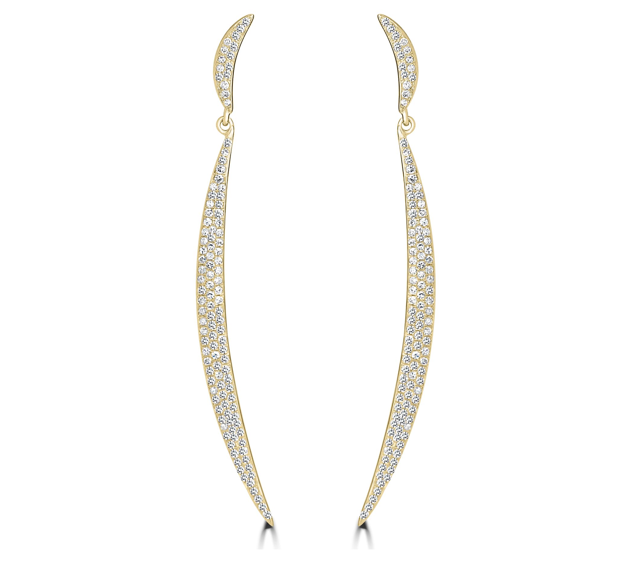 Affinity 0.60 cttw Pave Diamonds Linear Earring s, 14K Gold