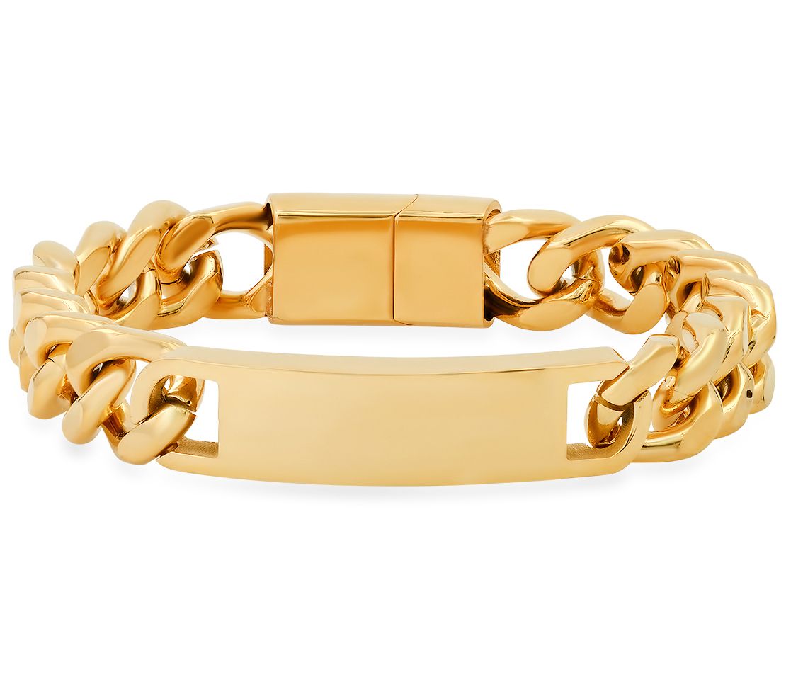 Steel by Design Men's Cuban Lin k ID Bracelet