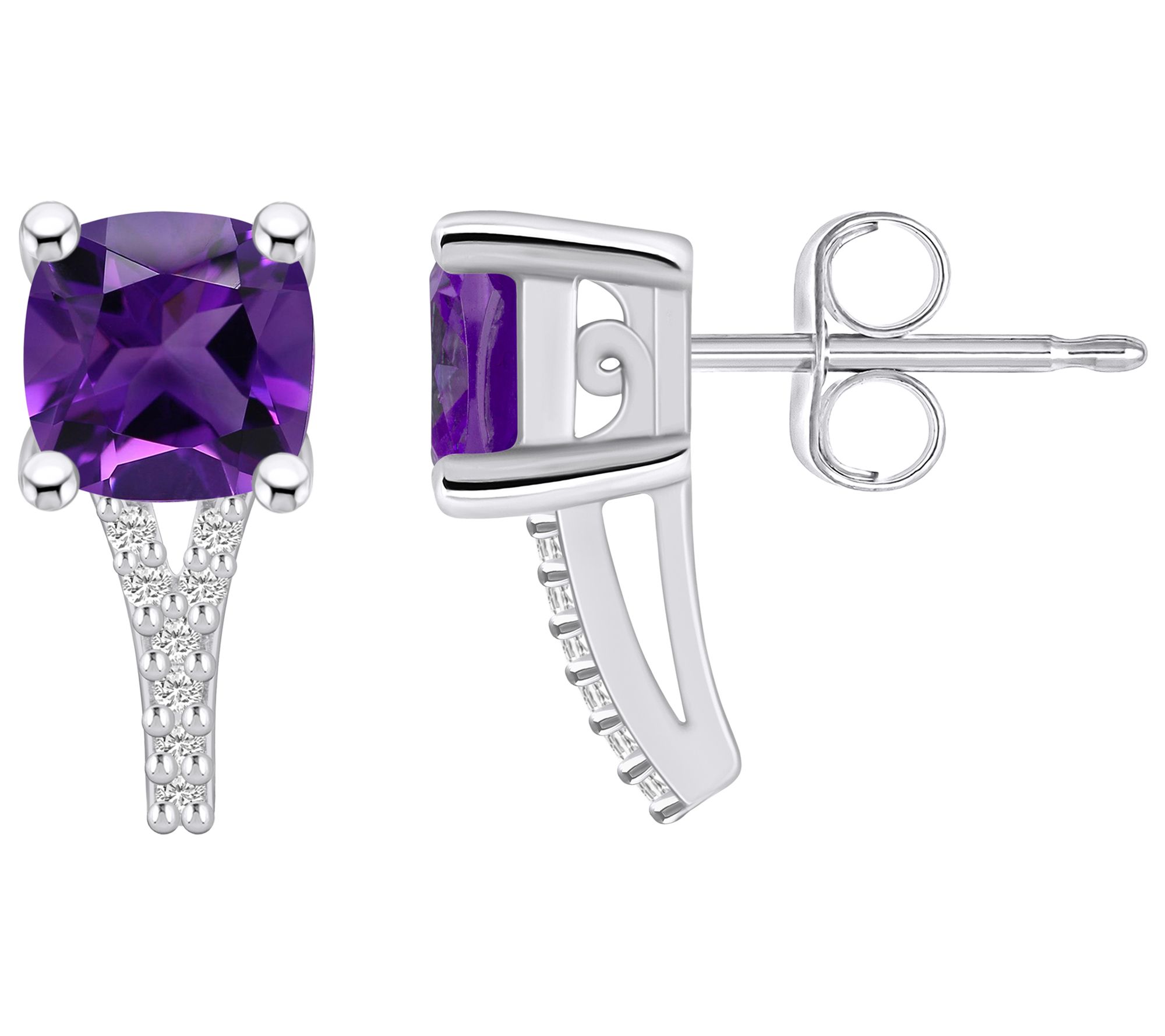 Affinity Gems Cushion Gemstone & Diamond Earrin gs, 14K