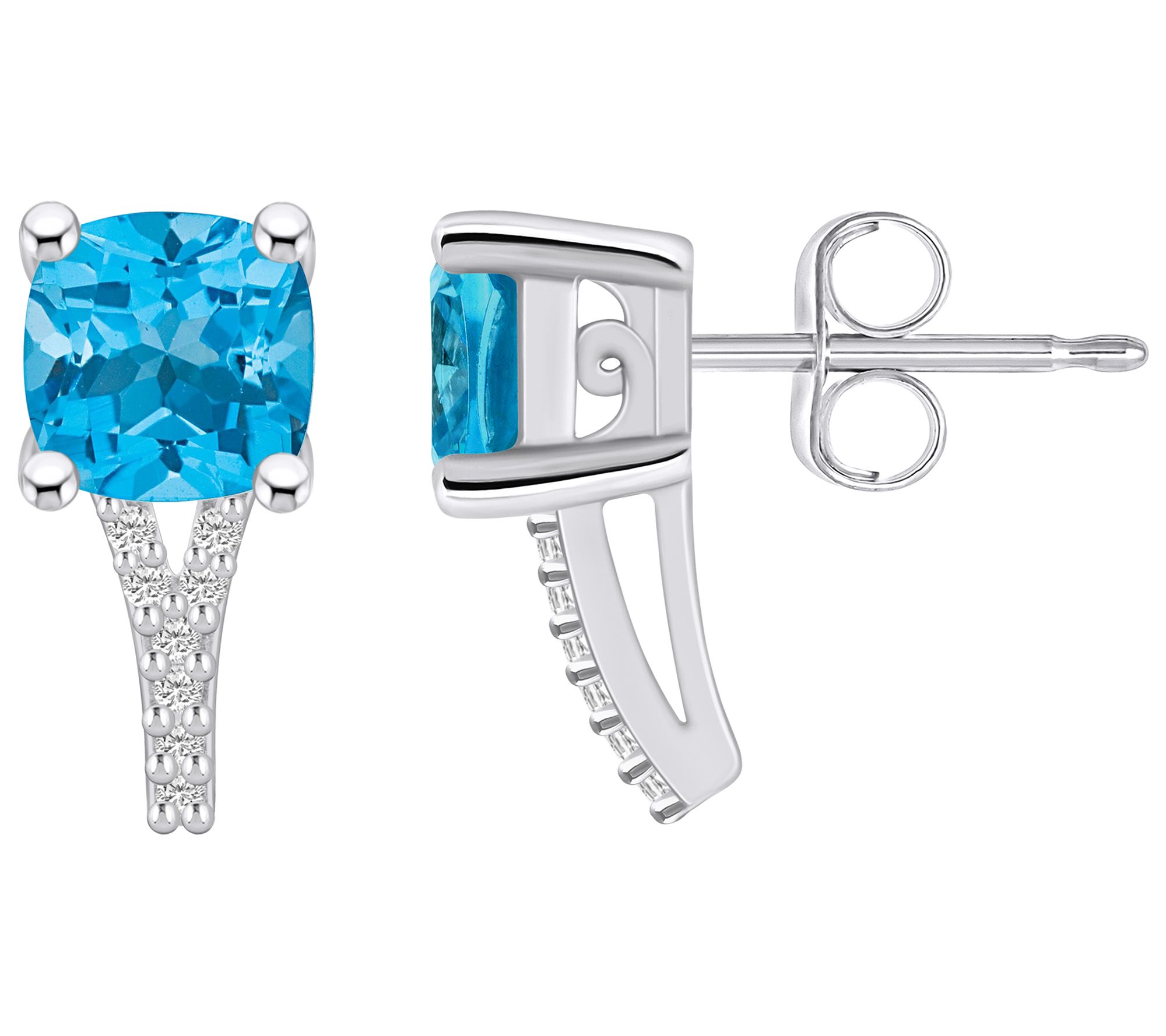 Affinity Gems Cushion Gemstone & Diamond Earrin gs, 14K