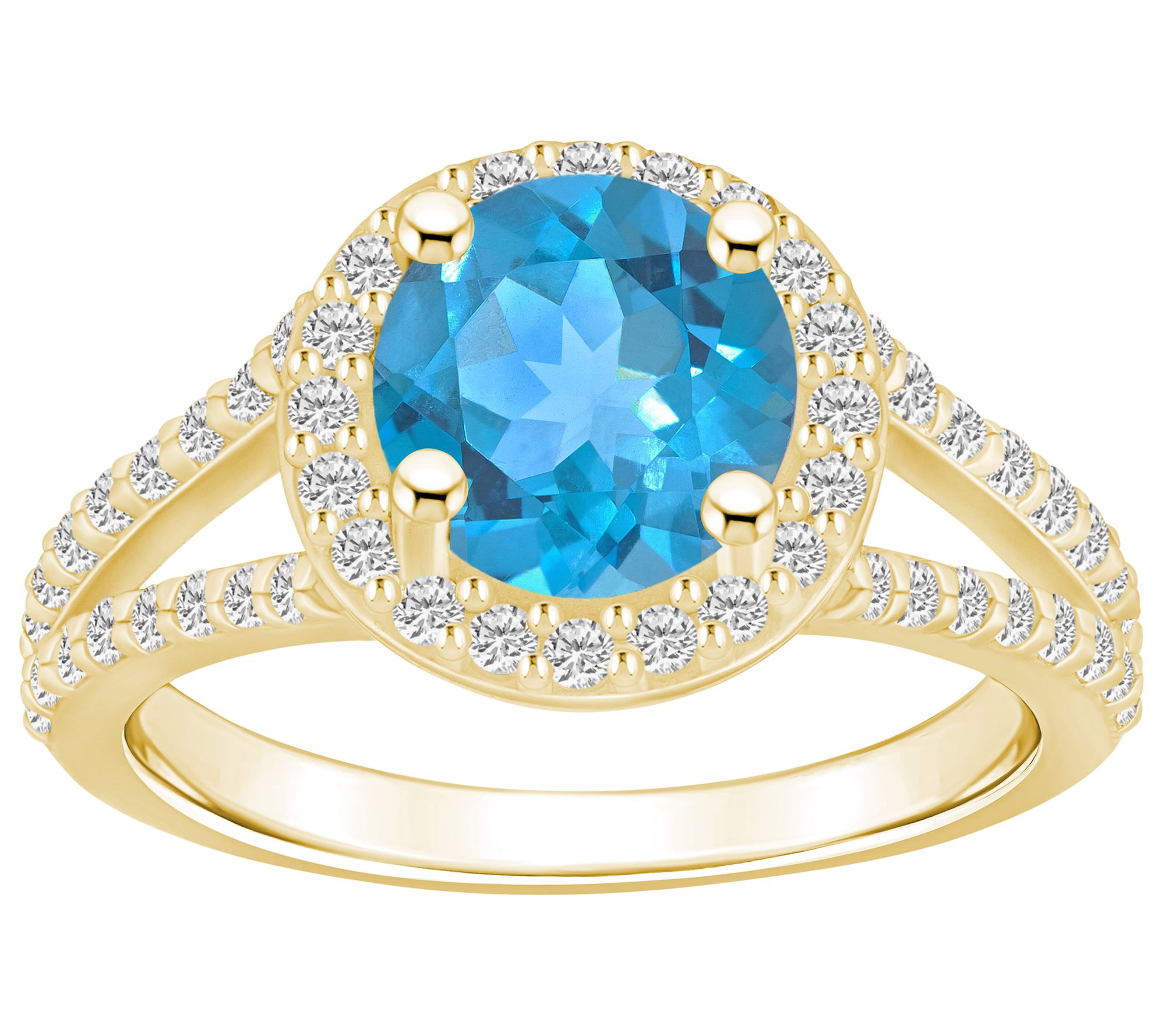 Affinity Gems Round Gemstone & Diamond Halo Ring, 14K Gold