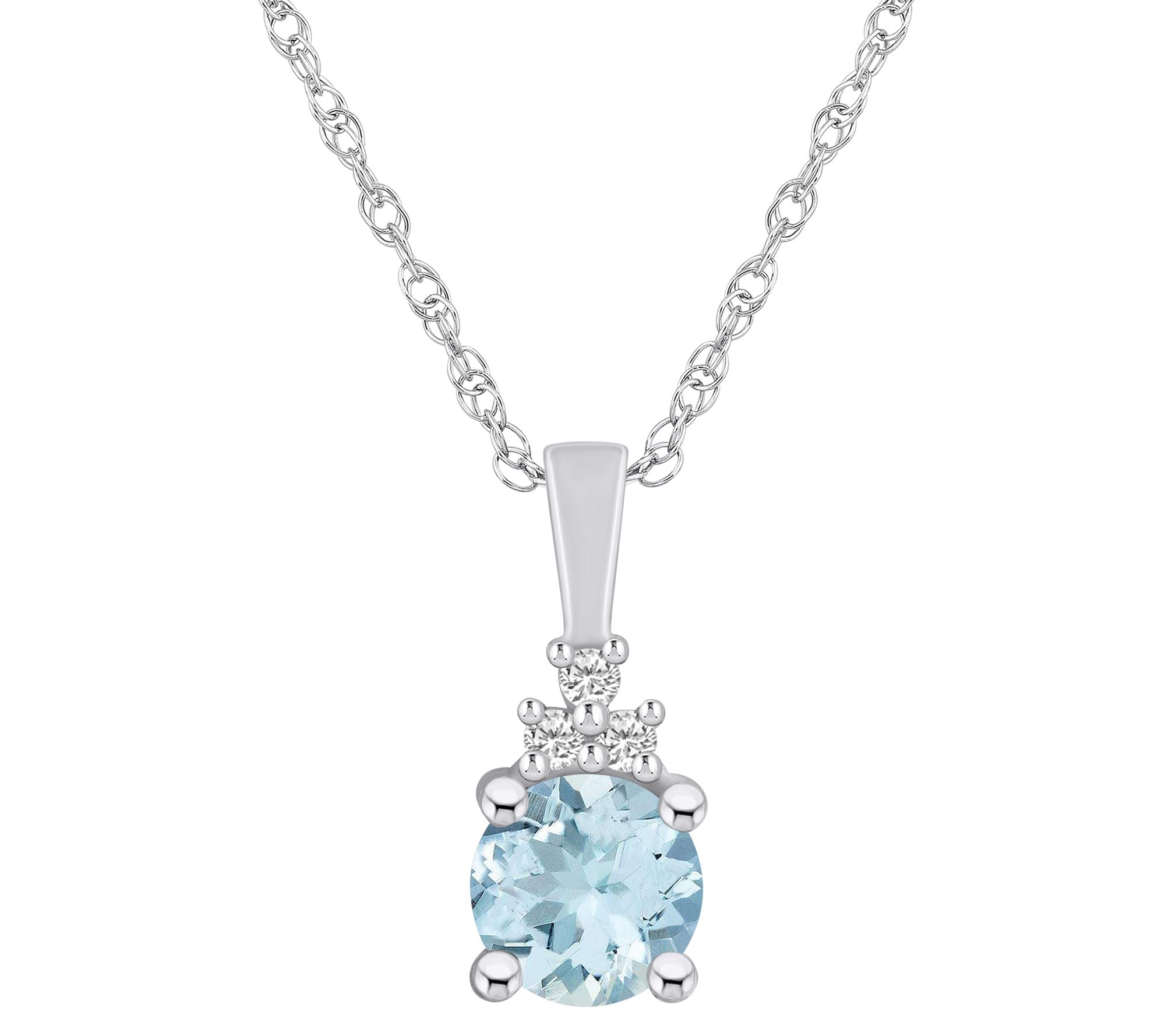 Affinity Gems Round Gemstone & Diamond Pendant w/ Chain, 14K