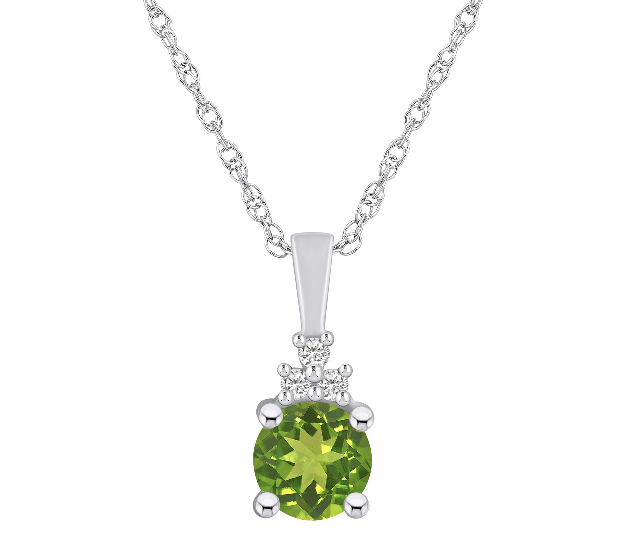 Affinity Gems Round Gemstone & Diamond Pendant w/ Chain, 14K