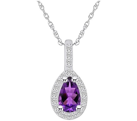 Affinity Gems Pear Gemstone & Diamond Pendant w/ Chain, 14K