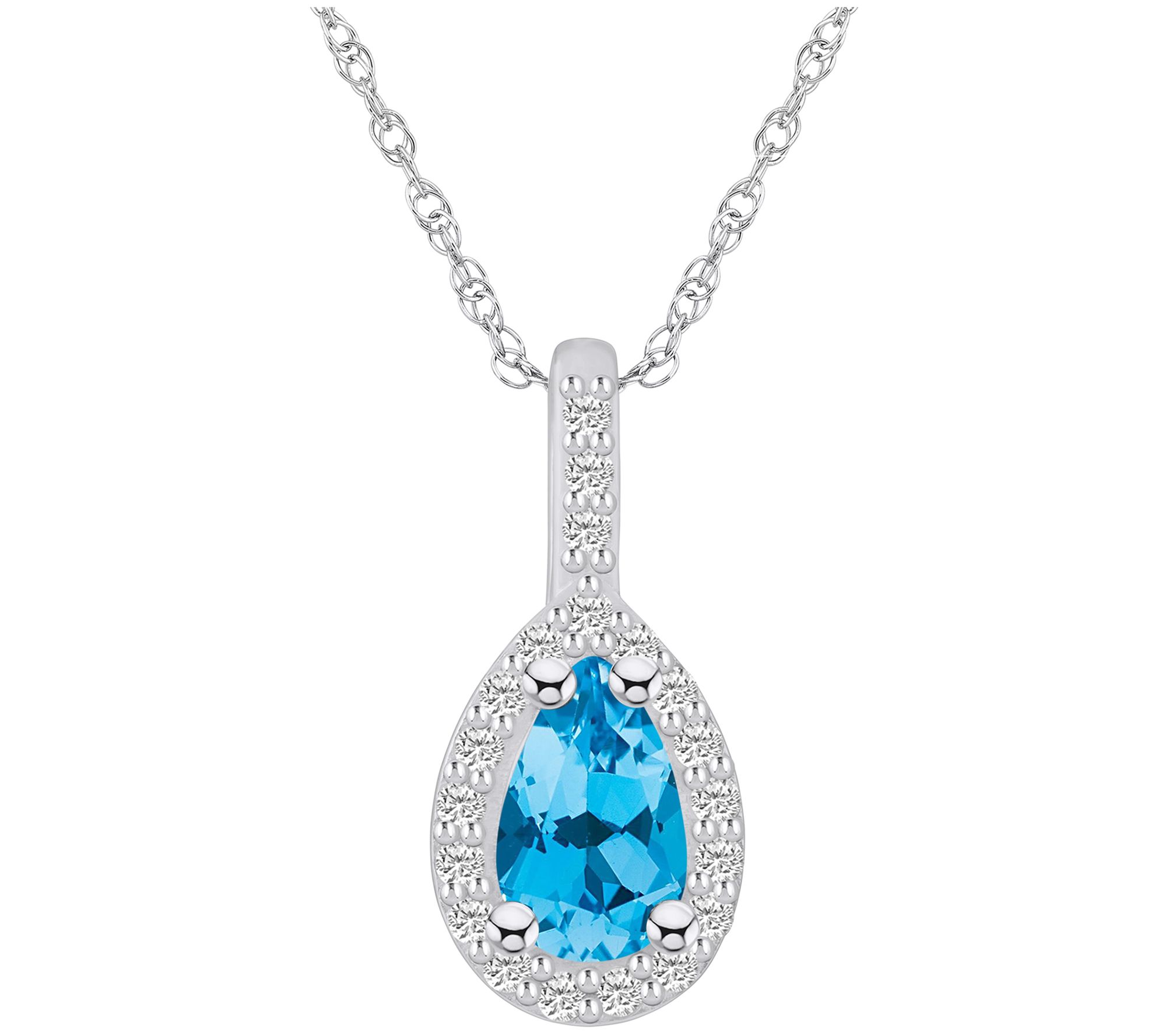 Affinity Gems Pear Gemstone & Diamond Pendant w/ Chain, 14K