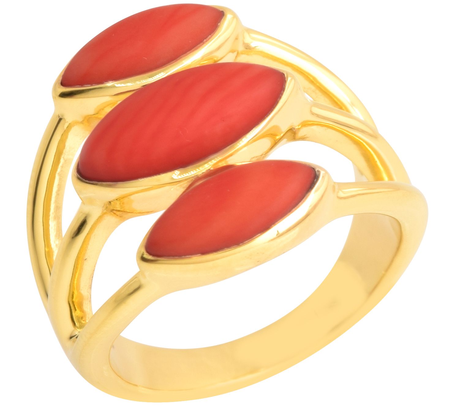Affinity Gems Red Dyed Bamboo Ring, 14K Gold Pl ated