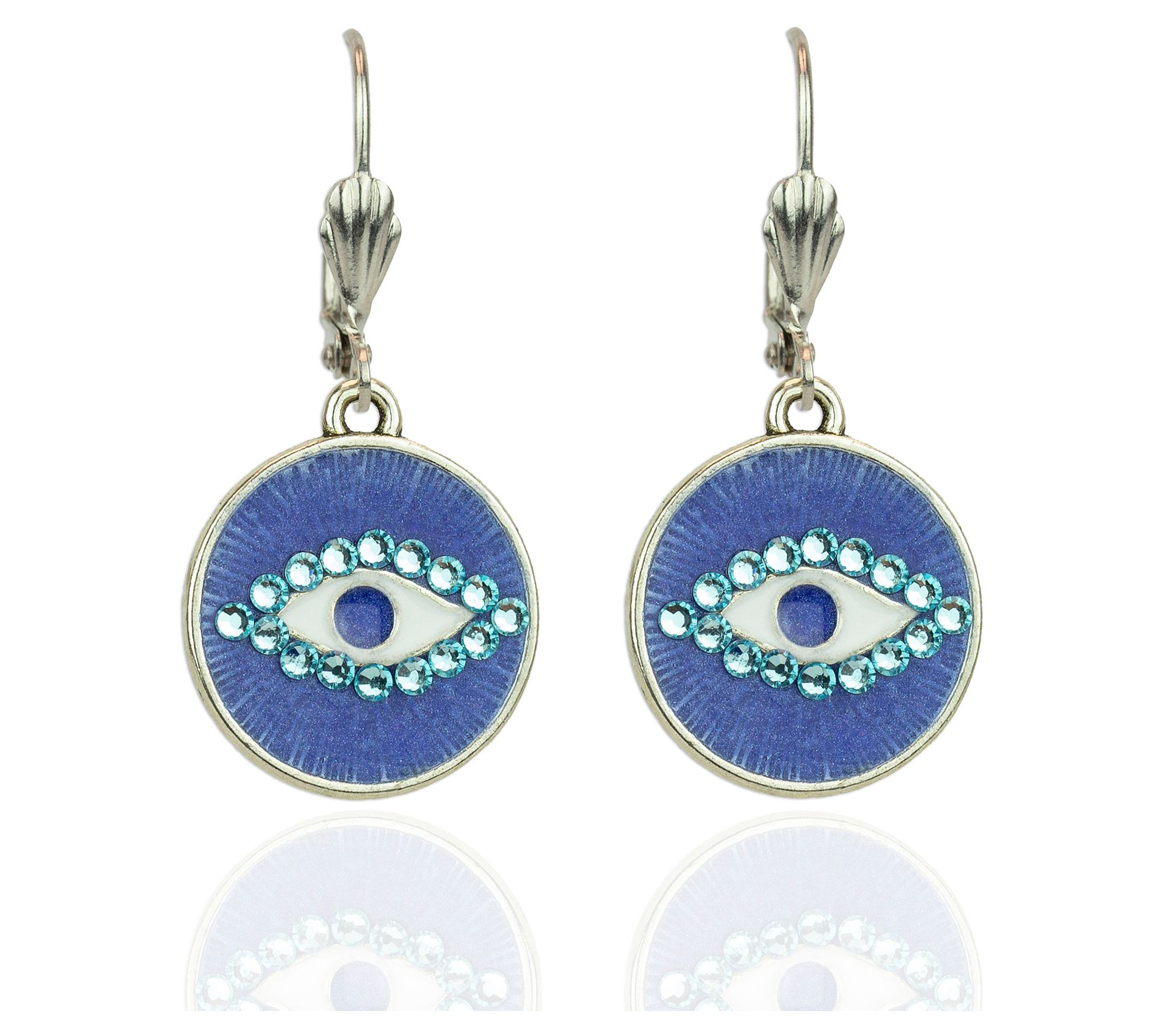 Anne Koplik Blue Crystal Evil Eye Dangle Earrings - QVC.com