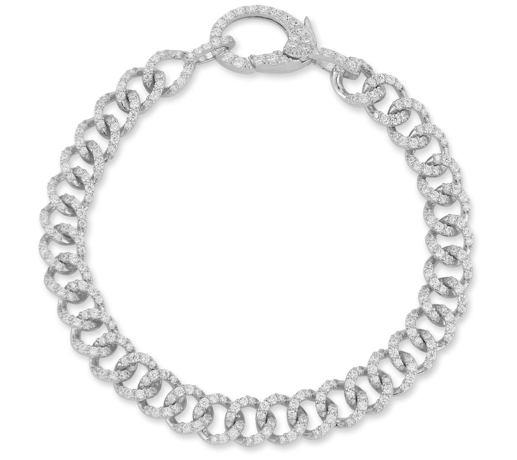 Sterlina Silver Pave Curb Link Chain Bracelet,Sterling - QVC.com