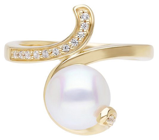 Ariva 14K Gold Cultured Pearl & White Sapphire Ring