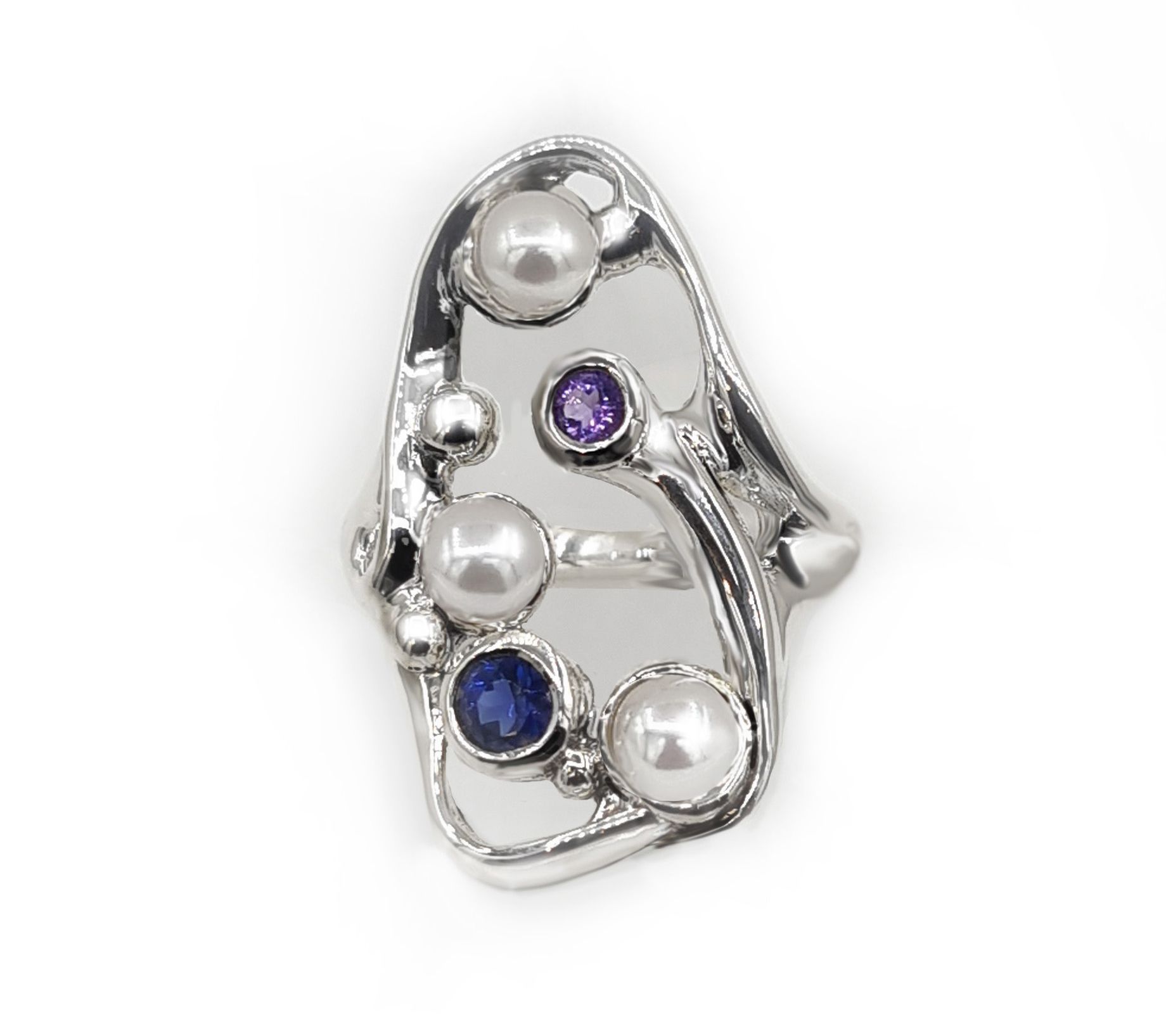 Hagit Sterling Silver Cultured Pearl & Gemstone s Harmony Ring - QVC.com