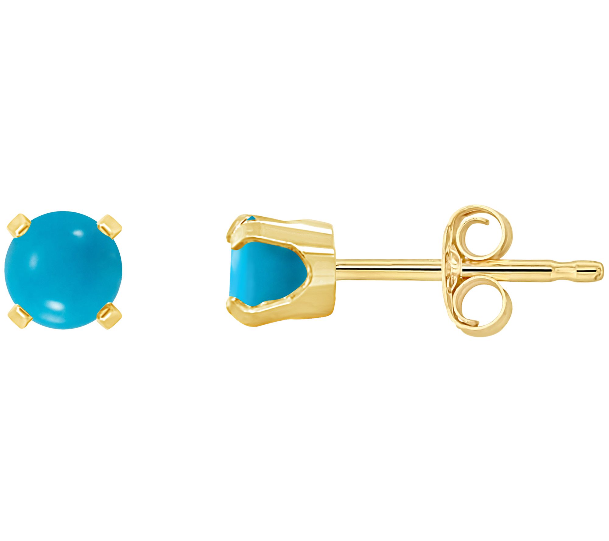 Affinity Gems Round Turquoise Stud Earrings, 14K Gold