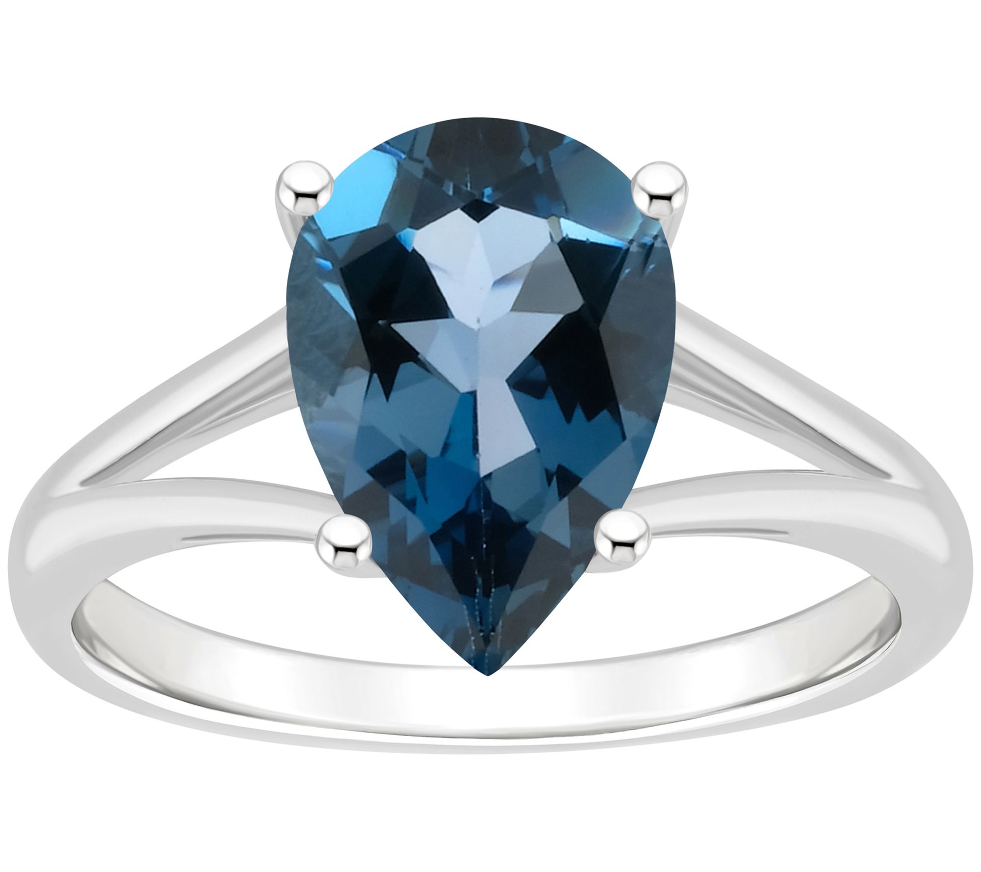 Affinity Gems Pear Cut London Blue Topaz Ring, Sterling