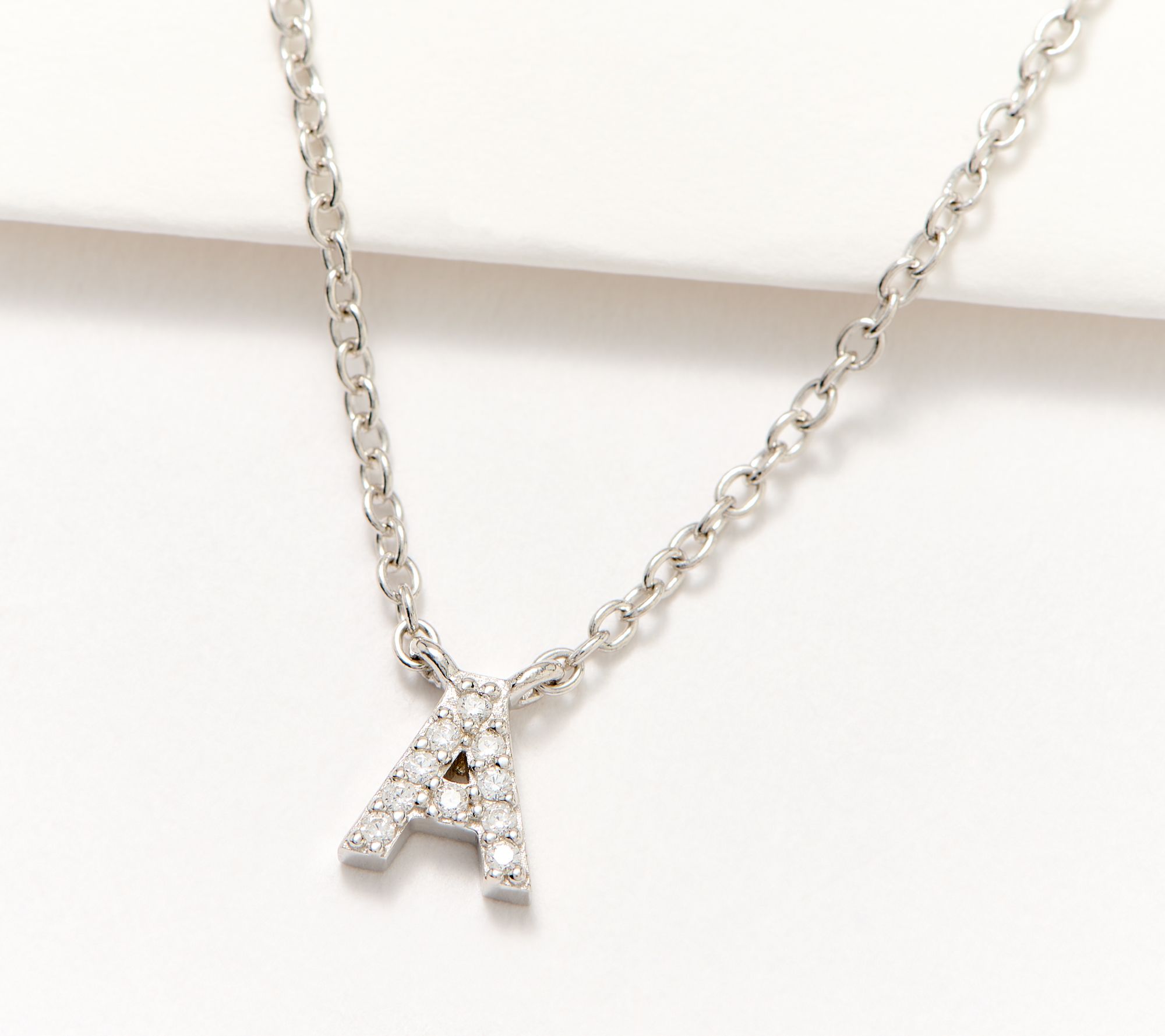 Diamonique Yours Truly Initial Station Necklace, Sterling Silver