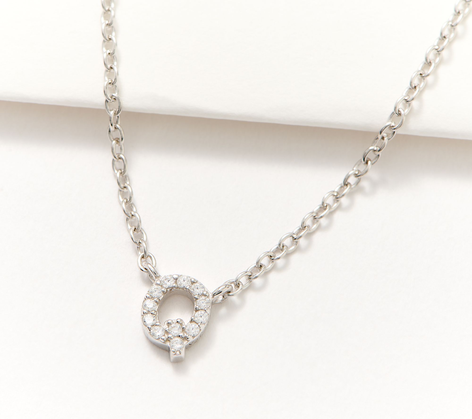 Diamonique Yours Truly Initial Station Necklace, Sterling Silver