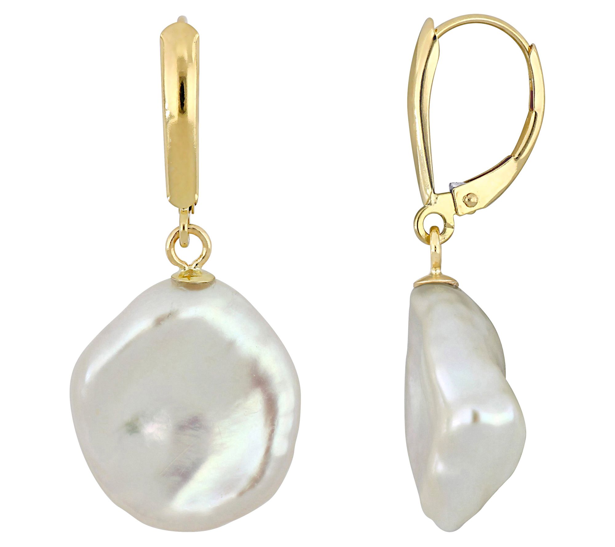 Affinity Cultured Pearl Leverback Earrings, 14K  Gold