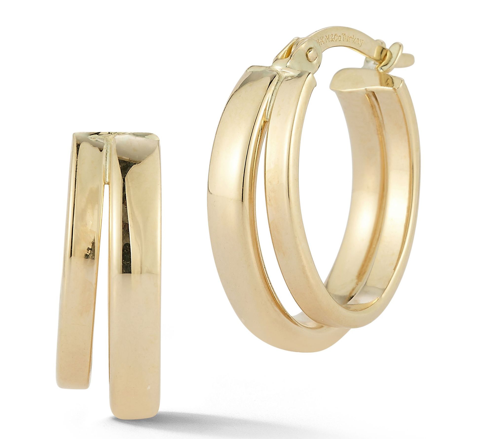 Luminosa Gold Polished Duo Ring Hoop Earrings, 14K