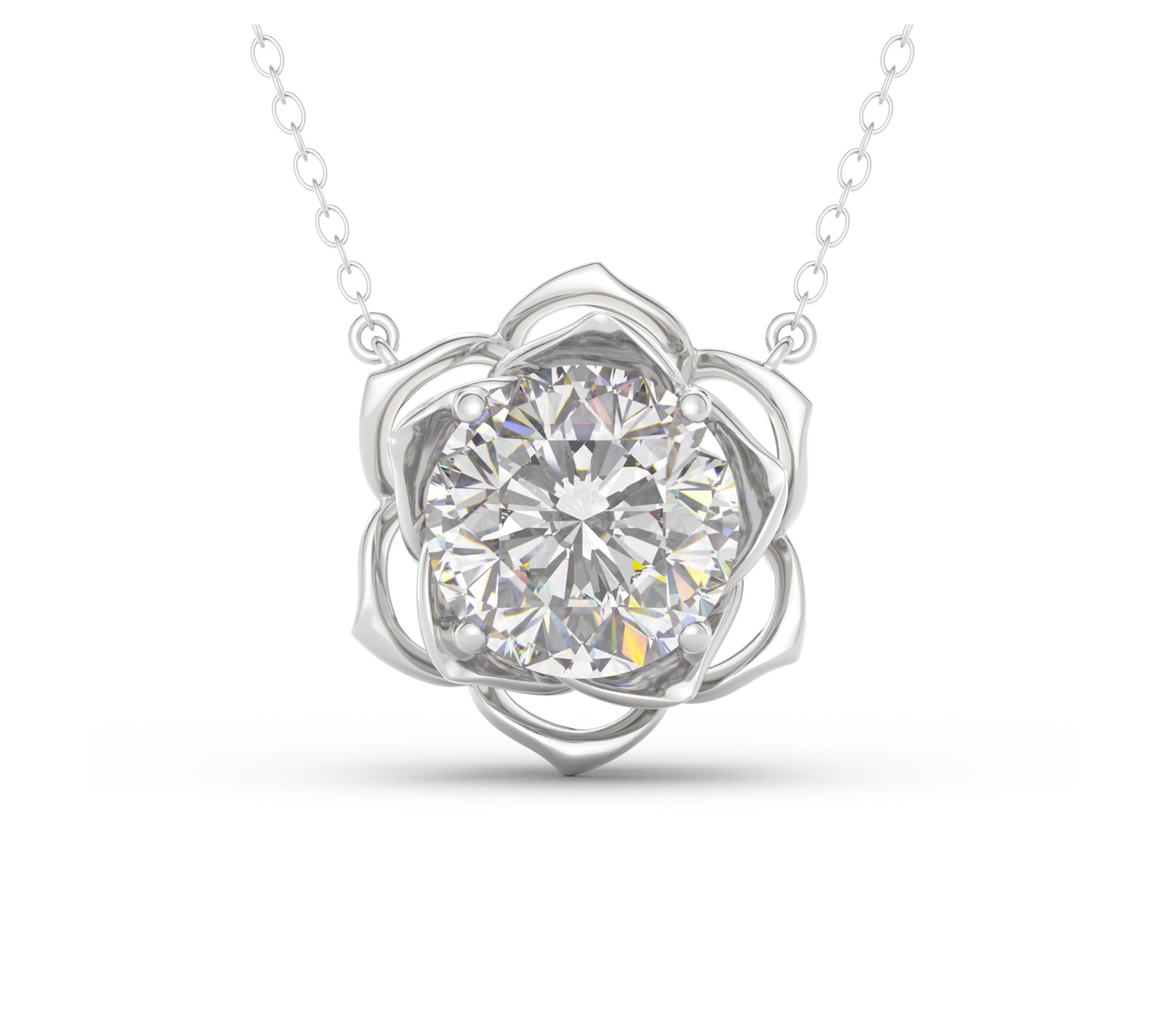 Brilliant Rose 4.00 cttw Lab Grown Diamond RoseNecklace, 14K