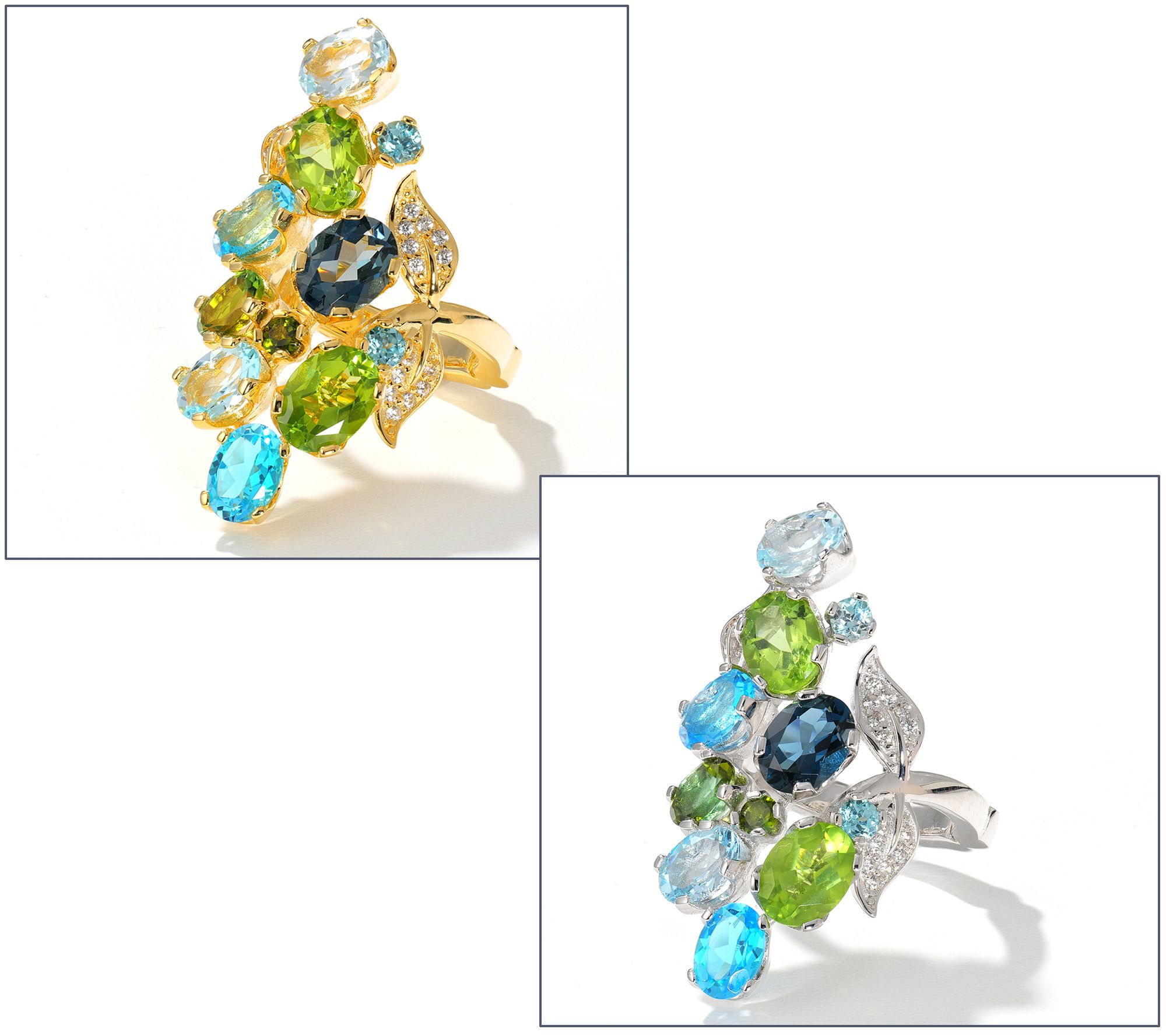 Dallas Prince C/O Plating Multi Gemstone Flower Ring