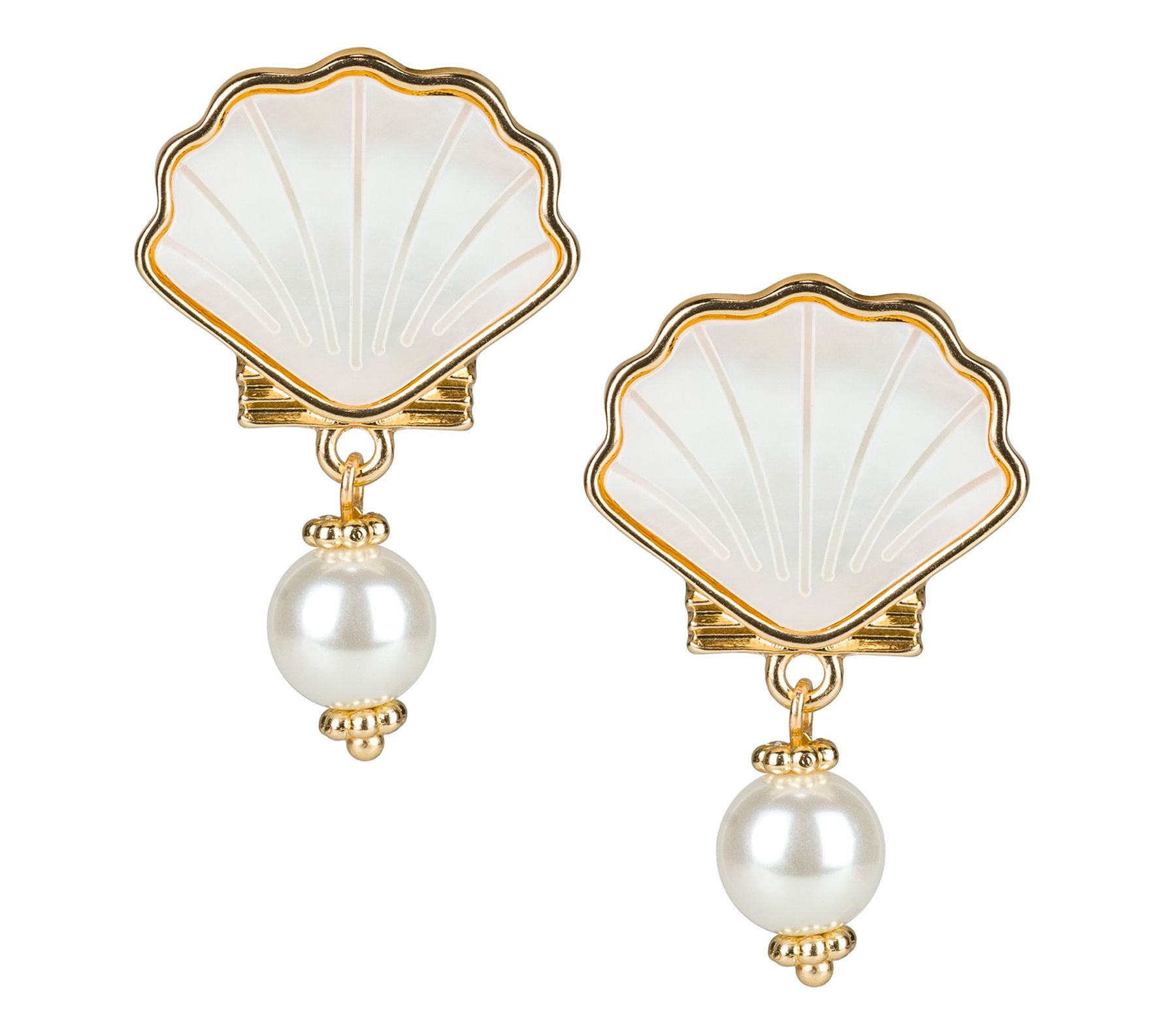 Patricia Nash Simulated Pearl & Shell Drop Earrings