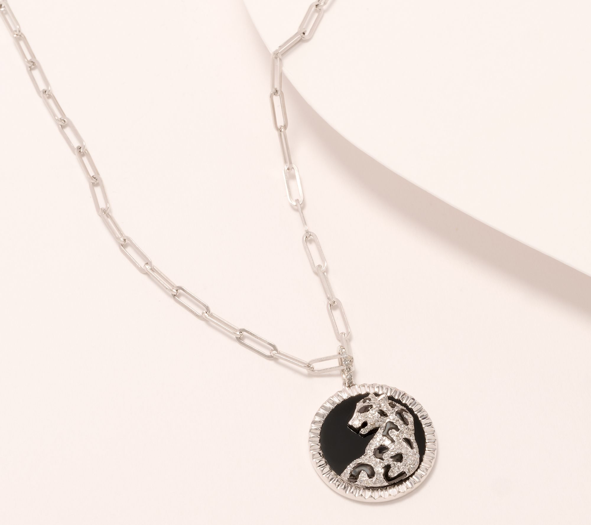 "As Is" Effy Black Onyx Panther Pendant Necklace, 14K Gold