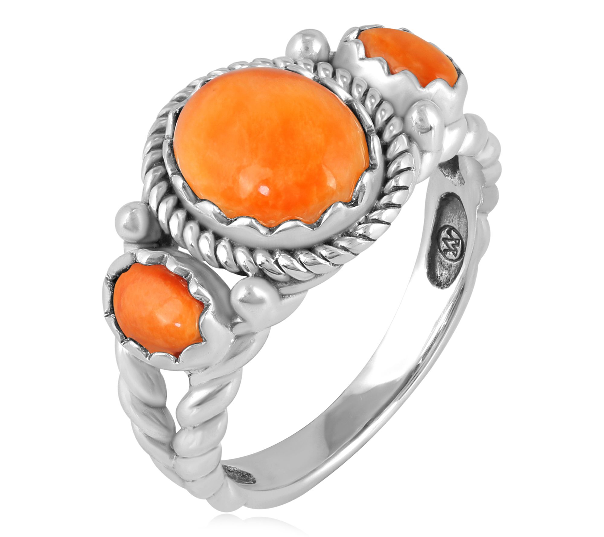 American West Sterling Silver Gemstone Rope Ring