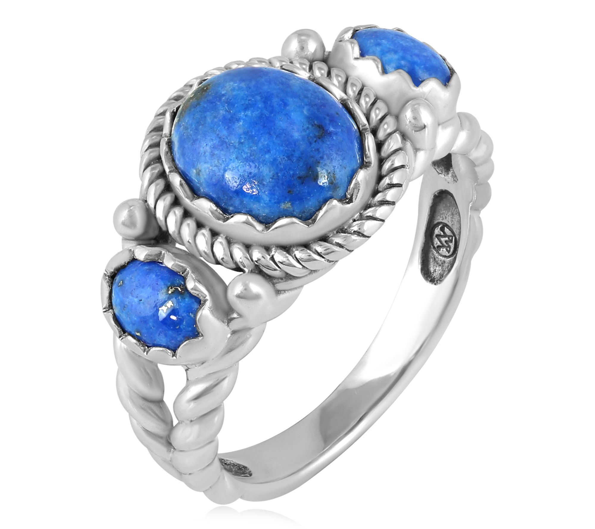 American West Sterling Silver Gemstone Rope Ring
