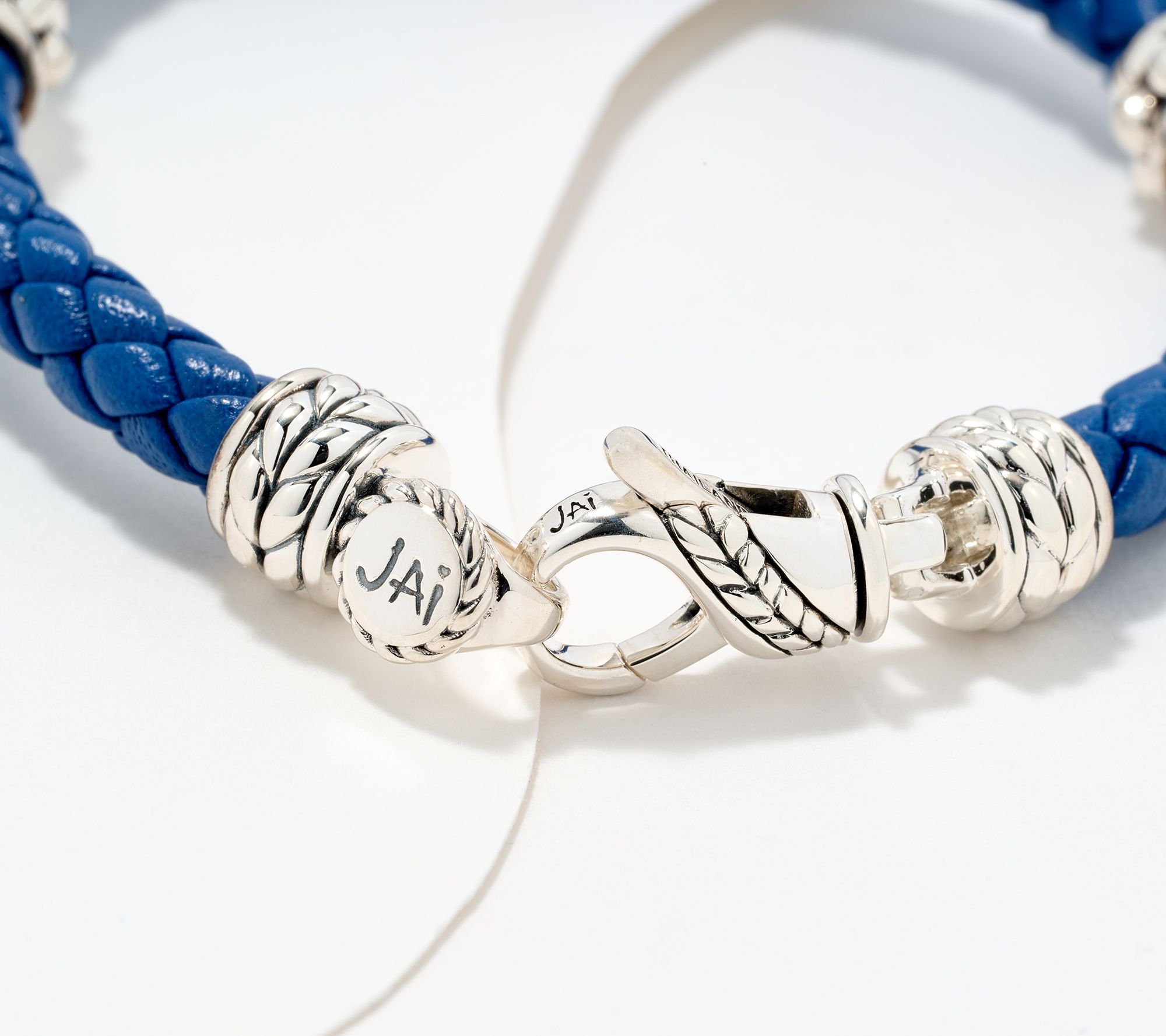 Leather Bracelet, newest Blue Braided Bracelet, Sterling Silver, Israel Jewelry, Bracelet Jewelry Gift