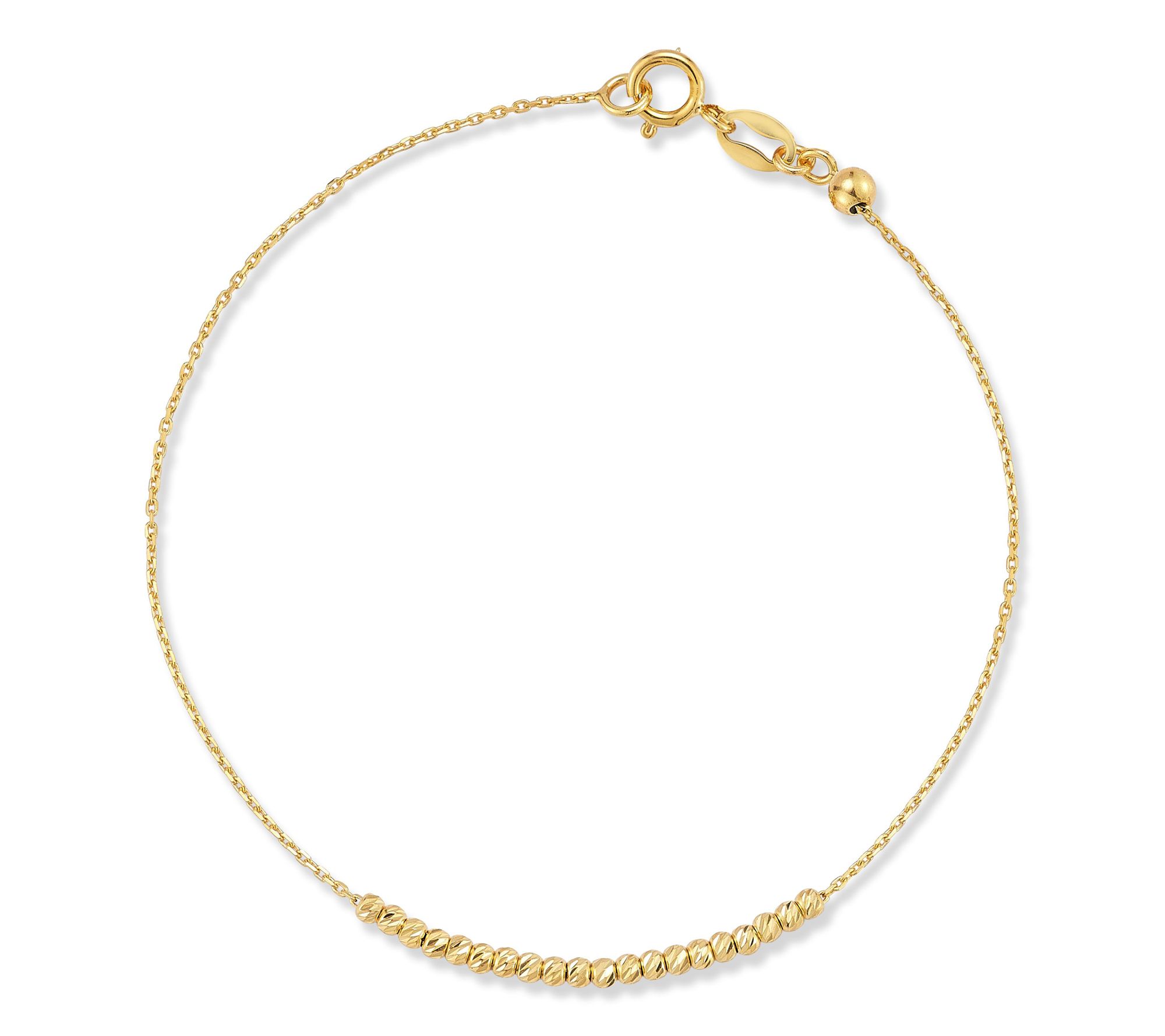 Italian Gold Diamond Cut Ball Station Ankle Bracelet, 14K