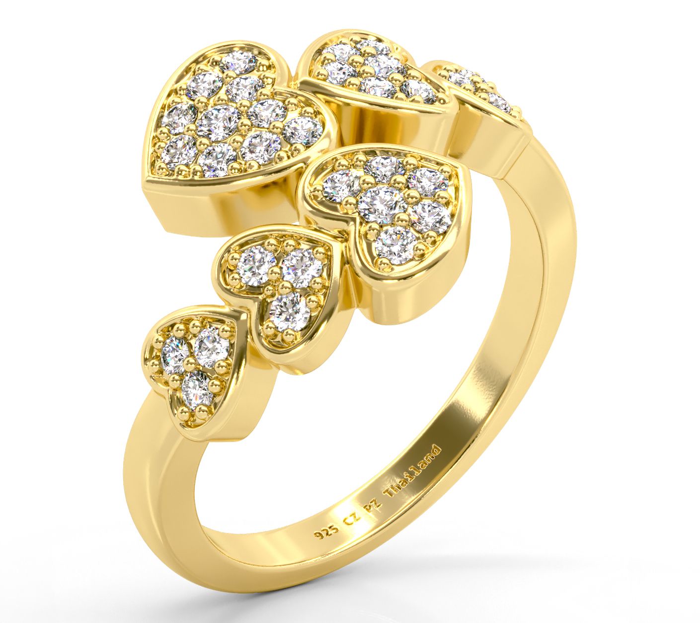 Diamonique Pave Heart Bypass Ring, Sterling Silver
