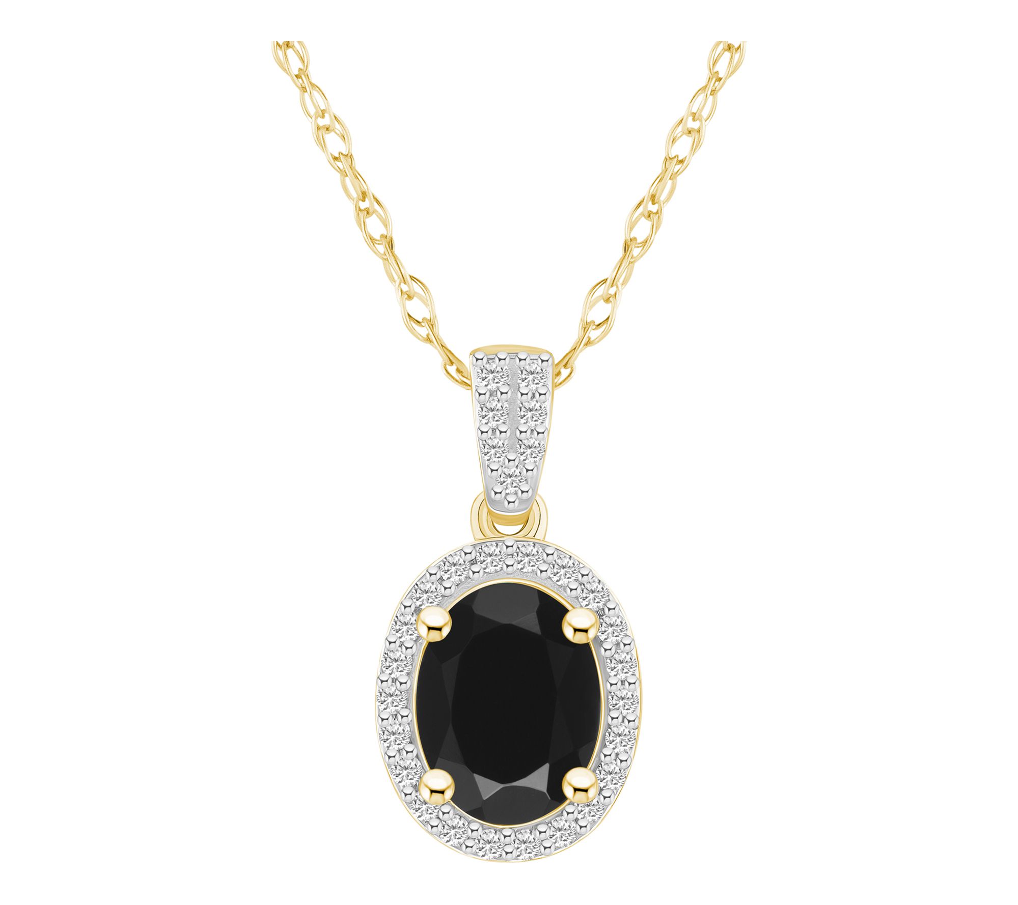 Affinity Gems Oval Gemstone Halo Pendant w/ Chain, 10K Gold