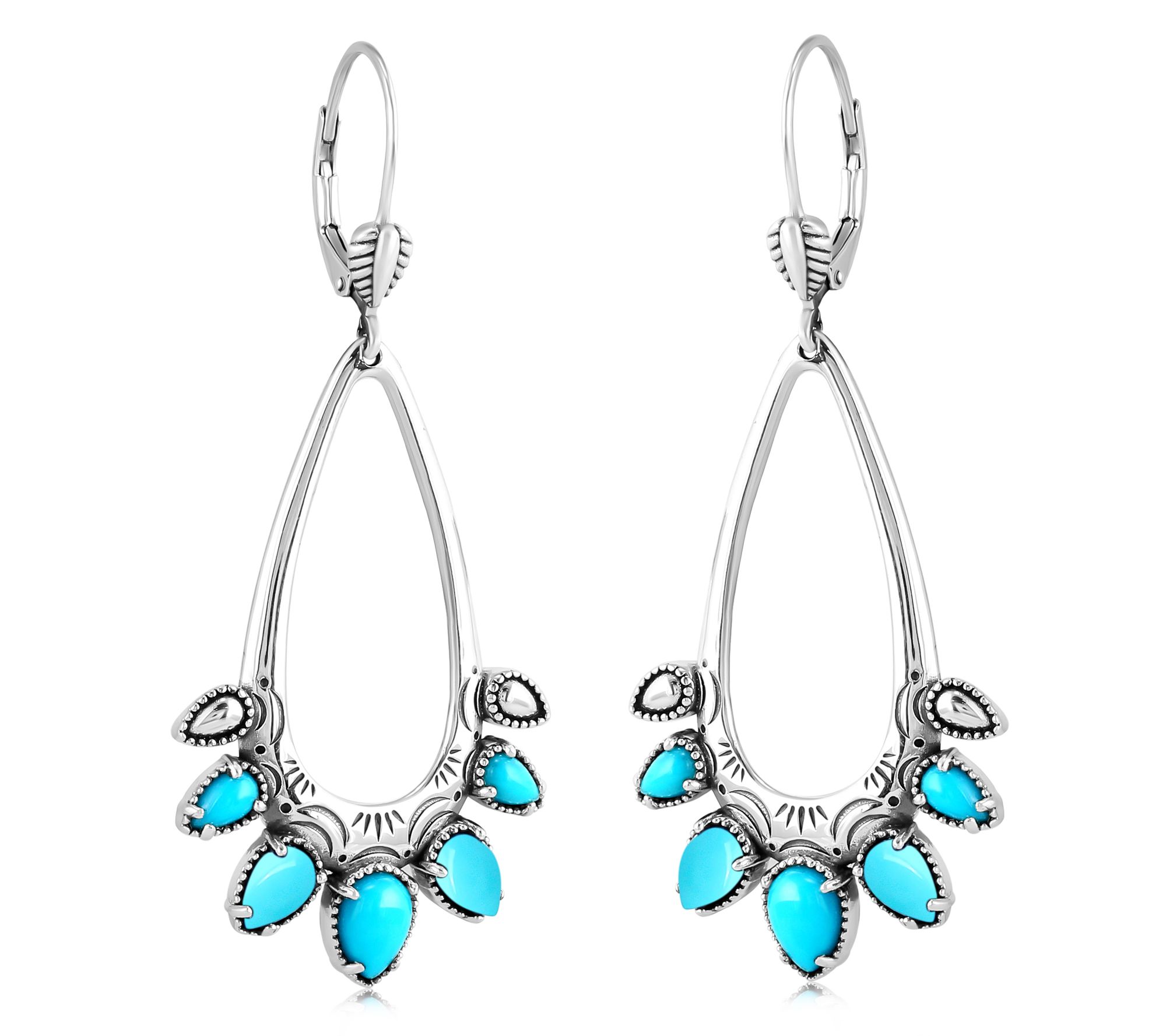 American West Sterling Pear Gemstone Lever BackEarrings